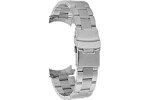 TXRLREMV 22mm Arc Mouth Watch Band Compatible With Casio Watch Strao MDV-106 MDV-107 MDV-106D MTP-VD01 Stainless Steel Metal 