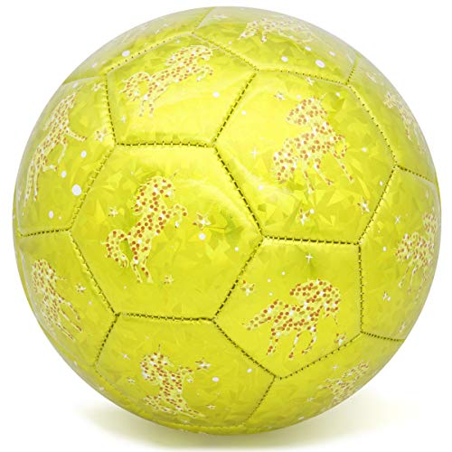 PP PICADOR Kids Soccer Ball, Sparkling Soccer Ball Cartoon Ball Toy Gift with Pump (Gold)
