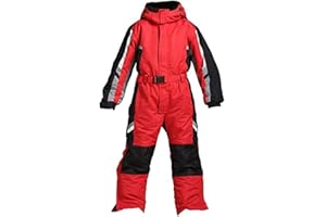 Genma0 One-Piece Snowsuit Water Resistant Windproof Taslon Reflective for Adults/Men/Women (Red, L)