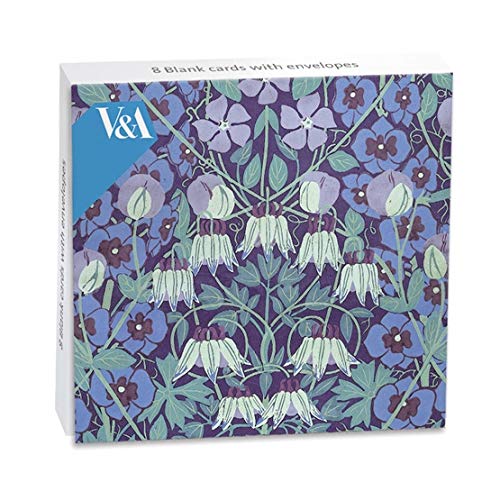 Victoria and Albert Museum Pack of 8 Artistic Blank Cards and Envelopes From the Collection - Columbine Wallpaper Pattern, Alan Vigers - Notelets For Him/For Her (MG-308876ERJ)