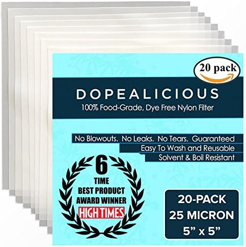 25 Micron Screens | 5" x 5" Inch | 20-pack | Oil Extraction Filter | ✭ AWARDED BEST FILTER BY HIGH TIMES 6x ✭