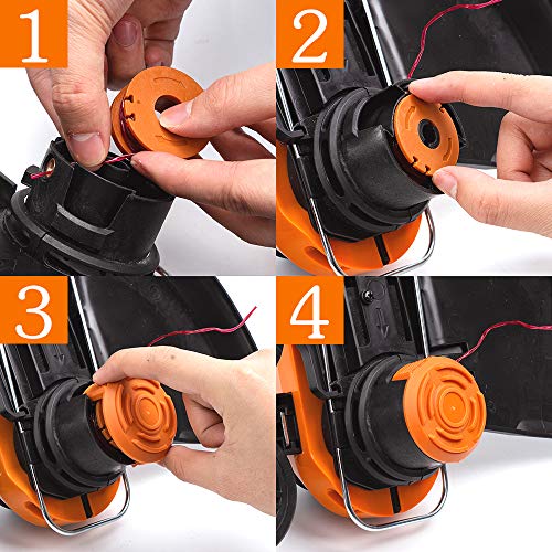 FutureWay String Trimmer Spools Compatible with Worx WG163 WG155 WG180 Cordless Trimmer, 0.065" 10foot Strimmer Trimmer Spools for WA0010, 9 Spools and 1 Cap