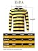 VETIOR Men's Comfy Cotton T-Shirt Black Yellow Striped Round Neck Long Sleeve
