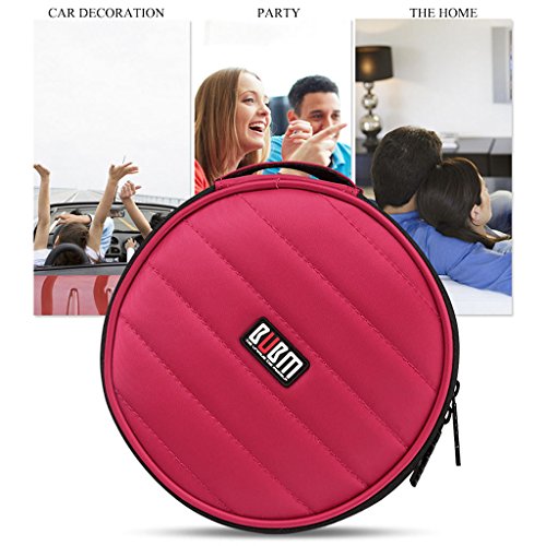 BUBM Portable Round 32 CD Disc Storage Case Bag Heavy Duty CD/DVD Wallet for Car, Home, Office and Travel (Red) - Thumbnail 6