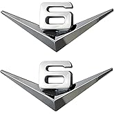 Pair Set V6 Emblem Engine V-6 Badge Logo Metal Badge Sticker Fits for Universal Truck Car Pickup SUV Auto Rear Side (Silver)