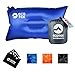 EcoTek Outdoors Compact Inflatable Camp Travel Pillow + Bonus 11-in-1 Wallet Multitool Survival Card [Blue]
