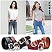 Vonsely Soft Wide Leather Belt for Jeans Shorts, Classic Plain Pattern Trousers Leather Belt with Metal Buckle, Black Belt 115CM