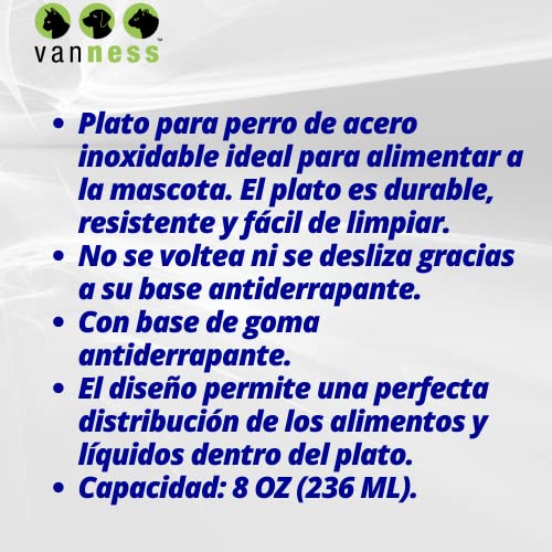 Van Ness Pets Stainless Steel Cat Bowl, 8 OZ Food And Water Dish