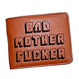 Bad Mother F Ker Wallet Pulp Fiction, Embroidered Tan Synthetic Leather, Men's Bifold