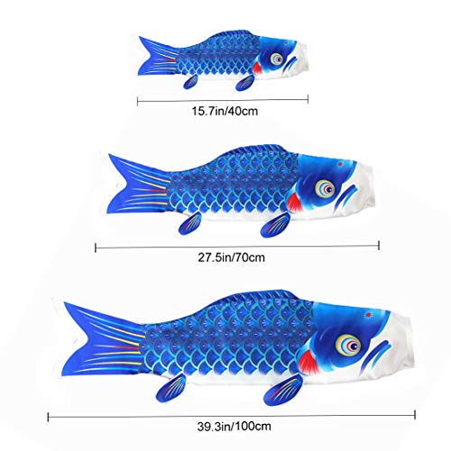 COGEEK Carp Wind Sock Flag Colorful Style Mini Koinobori Gifts Fish Wind Streamer Home Party Decorations (Blue, 15.7)