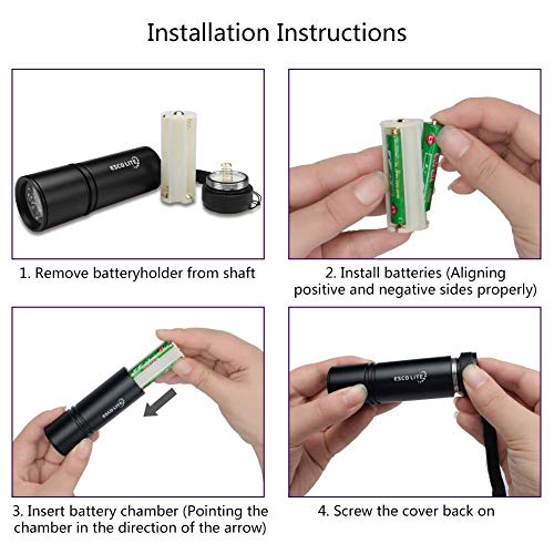 Escolite UV Flashlight Black Light Flashlight, 2pcack 12 LED 395 nM Ultraviolet Blacklight Flashlight Detector for Dog Urine, Pet Stains, Matching with Pet Odor Eliminator(Betteries not Include) - Thumbnail 2