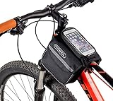 COTEetCI Bicycle Frame Pannier Bag and Front Tube Cell Phone Bag with Mobile Phone Pouch 5.5 inch Mobile iPhone 6,6 Plus Samsung S3 S4 -Black