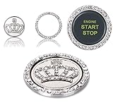 Mini-Factory Crystal Rhinestone Car Bling Decal Sticker Ring Diamond Crown Emblem for Engine Ignition Key Button - [Silver]
