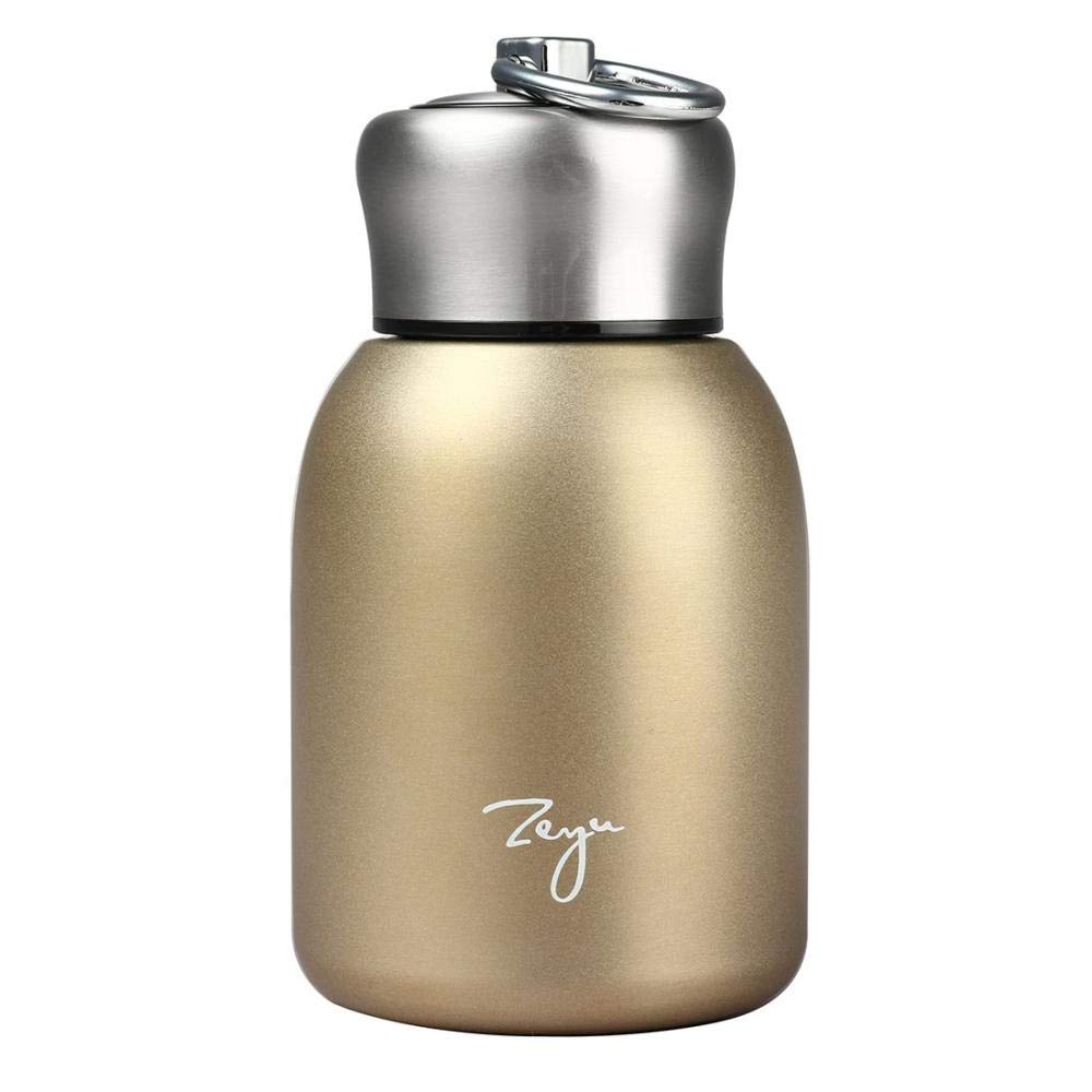 Mini Thermal Flasks Upgrade Version, 9oz/260ml Small Vacuum Insulated Water Bottle Non-Leak Juice Milk Tea Vacuum Hot and Cold Water Coffee Bottle Girls Boys Kids Adults Gift (Gold)