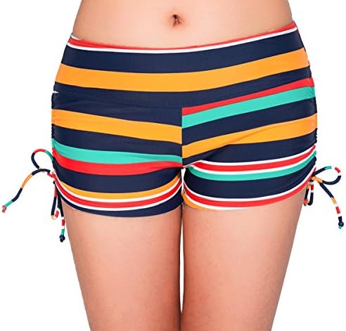 UNOW Women's Sporty Adjustable Boy Leg Wide Waistband Fully Lined Bikini Bottom Beach Briefs Tankinis Board Shorts