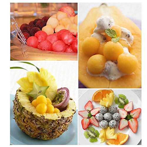 Aolvo Fruit Garnish Kit, Fruit Slicer DIY Salad Tool Ice Cream Spoon Seed Remover Kitchen Essential Tools With Apple Cutter Corer, Watermelon Slicer,Citrus Peeler,Forks,Chopping Board and More(9 PCS) - Thumbnail 4