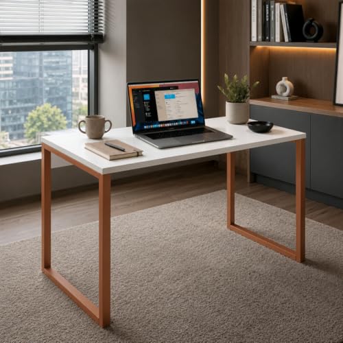Mesa Escrivaninha Escritório Industrial 100x60cm MDF Premium Aço Cobre Rose