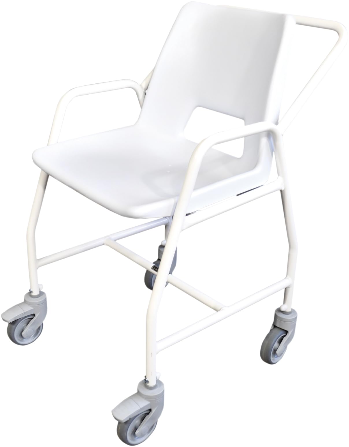 Aidapt Hythe Mobile Shower Chair Wheeled Fixed Height,2 Braked Castors at Rear,Push Handle for Carer Reduce Strain on Carer Elderly,Disabled,Pregnancy SUPPLIED ASSEMBLED NO TOOLS REQUIRED