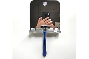 GEZICHTA Fogless Shower Mirror Anti Fog Makeup Mirror Protable Shaving Mirror with Hook Square Bathroom Shaving Mirror Shatterproof Shower Makeup Shave Mirror, Wall Hanging Mirror, free size