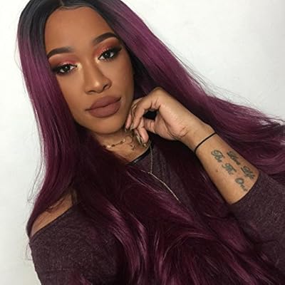Sapphirewigs Black Ombre Wine Red Natural Wavy Long Beauty Blogger