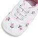LNGRY Newborn Baby Girls Floral Crib Shoes Soft Sole Anti-Slip Canvas Sneakers (White, 6-12 Months)