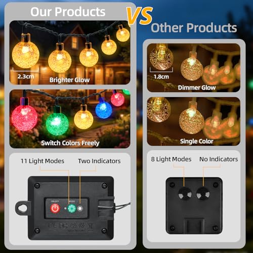Zorela Solar Garden Lights Outdoor, 50 LED Colour Change Solar String Lights Waterproof, 7M/23Ft Garden Fairy Lights Solar Powered 11 Light Modes for Patio Yard Balcony Christmas Parties Wedding