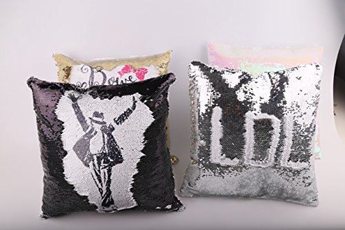 2 Pack Mermaid Sequin Pillow 16x16 inches Cover Pillow Case Flip Reversible Sequins Throw Cushion Case  (Rainbow)