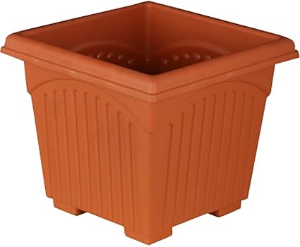 Digionics 8 Inch Plastic Square Planter Pack of 3 - Brown