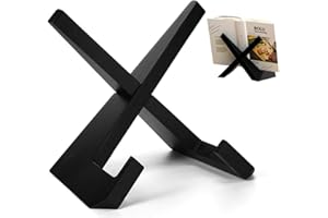 Rumcnjen Wooden Cookbook Stand, Recipe Book Holder, Black, Farmhouse Style, Multifunctional Display Stand, Kitchen Counter De