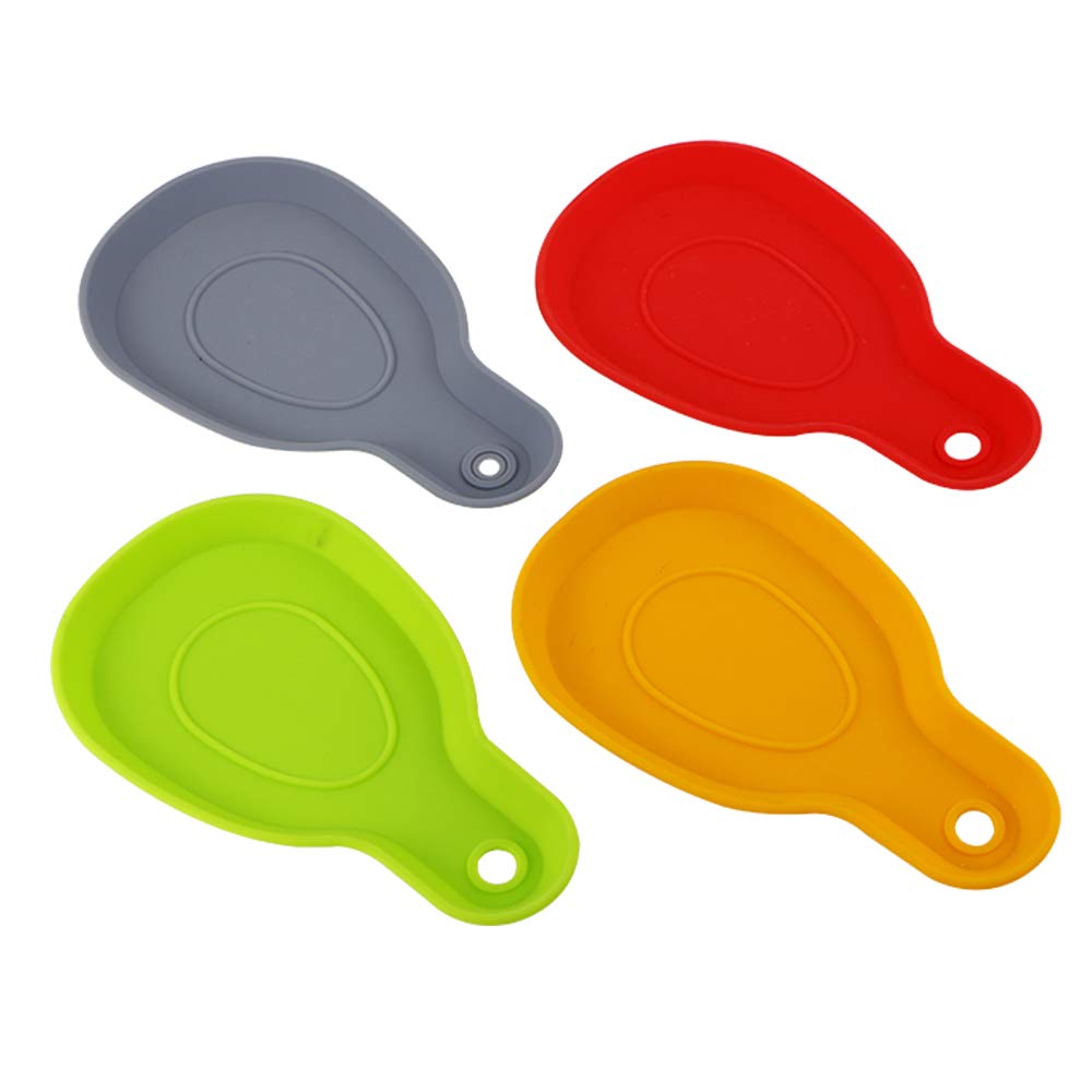 Webake Silicone Spoon Rest Set of 4 - Heat Resistant, Food Grade, Dishwasher Safe - Multiple Colors