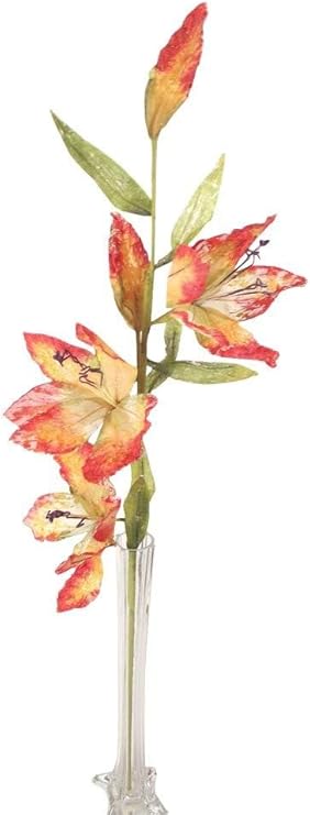 Amazon Marjon 花 大型 メッシュ 5ヘッド スターゲイザー ユリ スプレー 造花 クラフト レッド 花 観葉植物 フラワーギフト オンライン通販