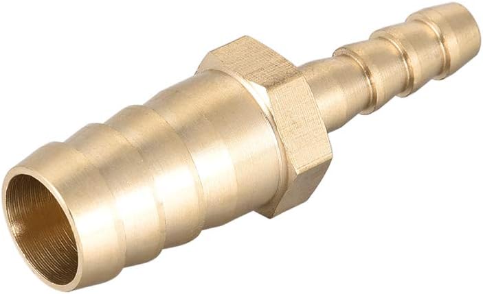 sourcing map Straight Brass Barb Fitting Reducer, Fit Hose ID 12mm to 6mm, Gold, 12mm x 6mm