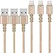 Maitron Phone Charger,3PACK (6FT) Nylon Braided Charging Cable Cord USB Cable Charger Compatible Phone X 8 8 Plus 7 7Plus 6s 6sPlus 6 6Plus 5 5s 5c SE Pad Pod and More (Gold)