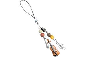 Fashionable Violin Phone Charm Unique Guitar Beaded Keyring Pendant Stylish Hanging Ornament Present For Music Lovers Fashion