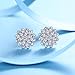 EleQueen 925 Sterling Silver Full Cubic Zirconia Bridal Flower Stud Earrings 15mm for Women, Valentine's Day/Mother's Day/Christmas Jewelry Gift