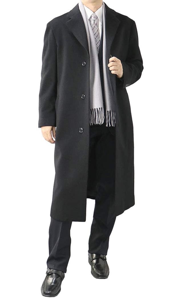 カシミヤ コート チェスターコート ビジネス カシミヤブレンド ウール混 黒 ブラック 418351 【1】黒 L