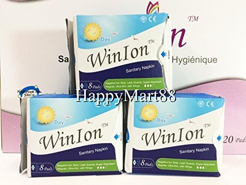 WinIon Anion Sanitary Napkins Day Pad (3 Packs x 8 Pads) by Winalite Love Moon by Winalite
