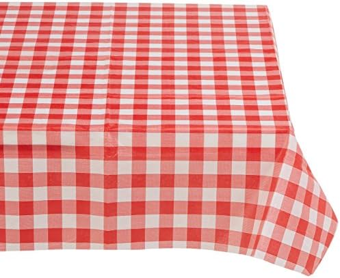 Red and White Vinyl Table Cloth with Flannel Backing by Pudgy Pedro's Party Supplies