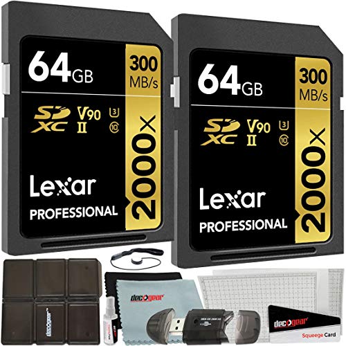 Lexar Pack of 2 Professional 2000x 64GB (128GB Total) SDXC UHSII Memory Cards (LSD2000064G