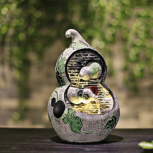 MQW Creative Gourd Shape Resin Flowing Water Decoration Living Room Office Desktop Humidifier Bedroom Hotel Restaurant Art Ornament Delicate and Beautiful (Size : 202030cm)