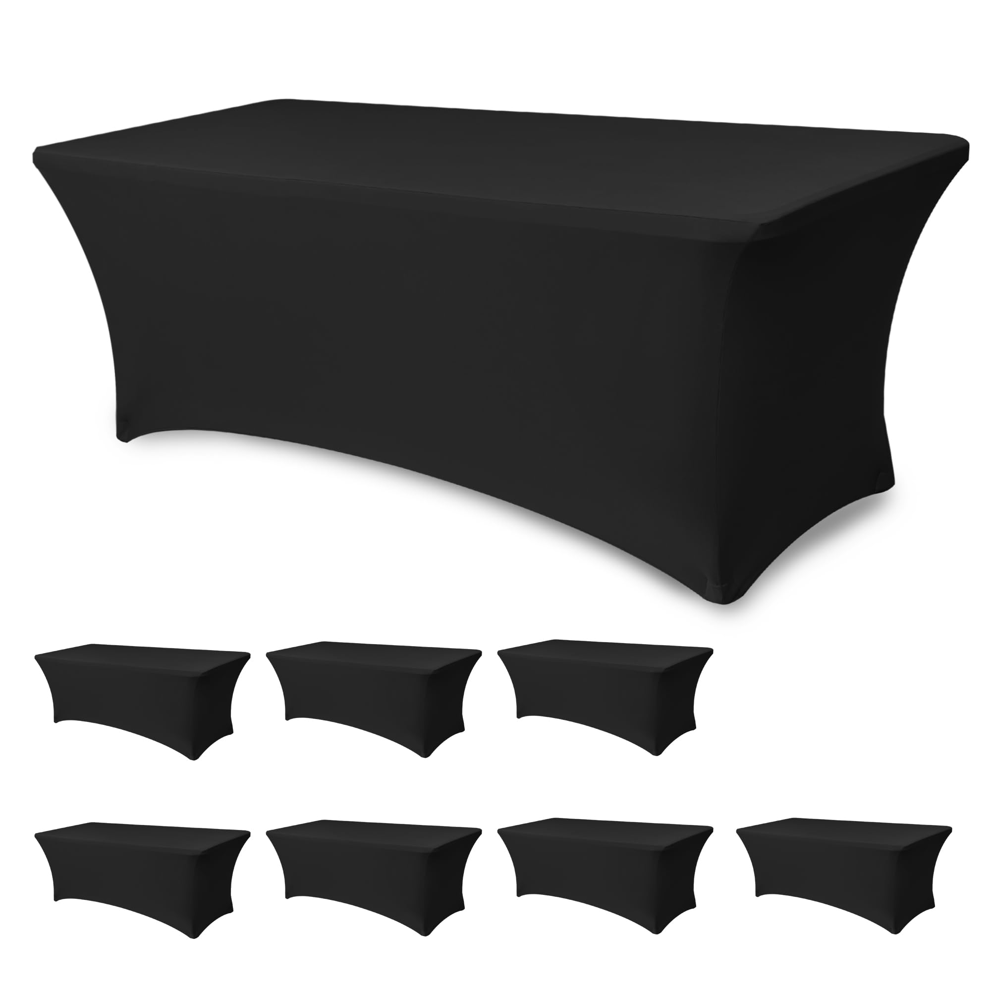 Photo 1 of Enjoyidea Table Cloths for 6 Foot Rectangle Tables-8 Pack Black Fitted Stretch Table Cover-Spandex Elastic 6ft Folding Tablecloth for Party Vendor Booth Display Banquet Buffet Event Craft Trade Show