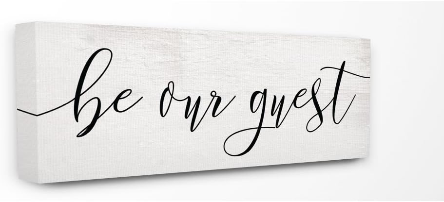 Paintings - Stupell Industries Be Our Guest Script White Wood Look Typography Wall Art, 13 x 30, Multi-Color