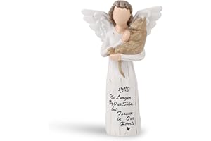SIGUEJOR Cat Memorial Gifts, Cat Memorial Gifts for Loss of Cat, Pet Cat Remembrance Gifts, Cat Angel Figurine Statue for Cat Lovers in Memory of Their Beloved Cat(Light Brown Angel Cat)