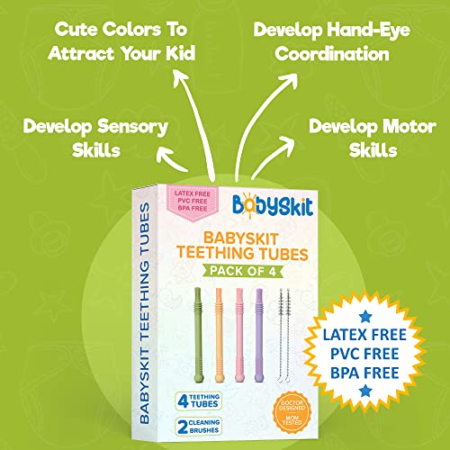 BABYSKIT Flexible Hollow Teething Tubes for Infants Easy to Hold and