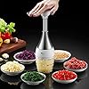 Stainless-Steel-Manual-Food-Chopper-Handheld-Veg-Chopper-with-Detachable-Blades-Cup-Powerful-Garlic-Chopper-Processor-for-Onions-Ginger-Herbs-Small-Vegetables-Salsa Stainless Steel Manual Food Chopper - Handheld Veg Chopper with Detachable Blades & Cup - Powerful Garlic Chopper & Processor for Onions, Ginger, Herbs, Small Vegetables, Salsa