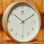 Hippih Silent Wall Clock Wood 12 Inch Non Ticking Digital Quiet Sweep Decorative Vintage Wooden Clocks with Glass Cover