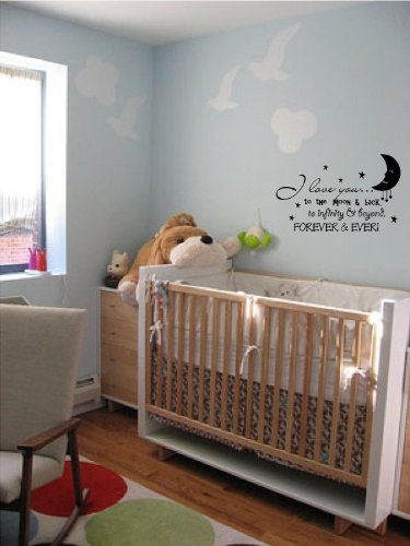 Epic Designs (32"x20") I Love You to The Moon and Back, to Infinity and Beyond, Forever and Ever! Cute Baby Nursery Wall Art Wall Sayings Vinyl Decals (32"x20")