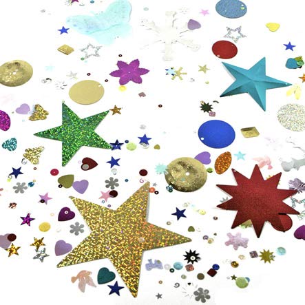 Assorted Sequins & Spangles, Mixed Shiny Colors and Shapes 50 gr - Thumbnail 2