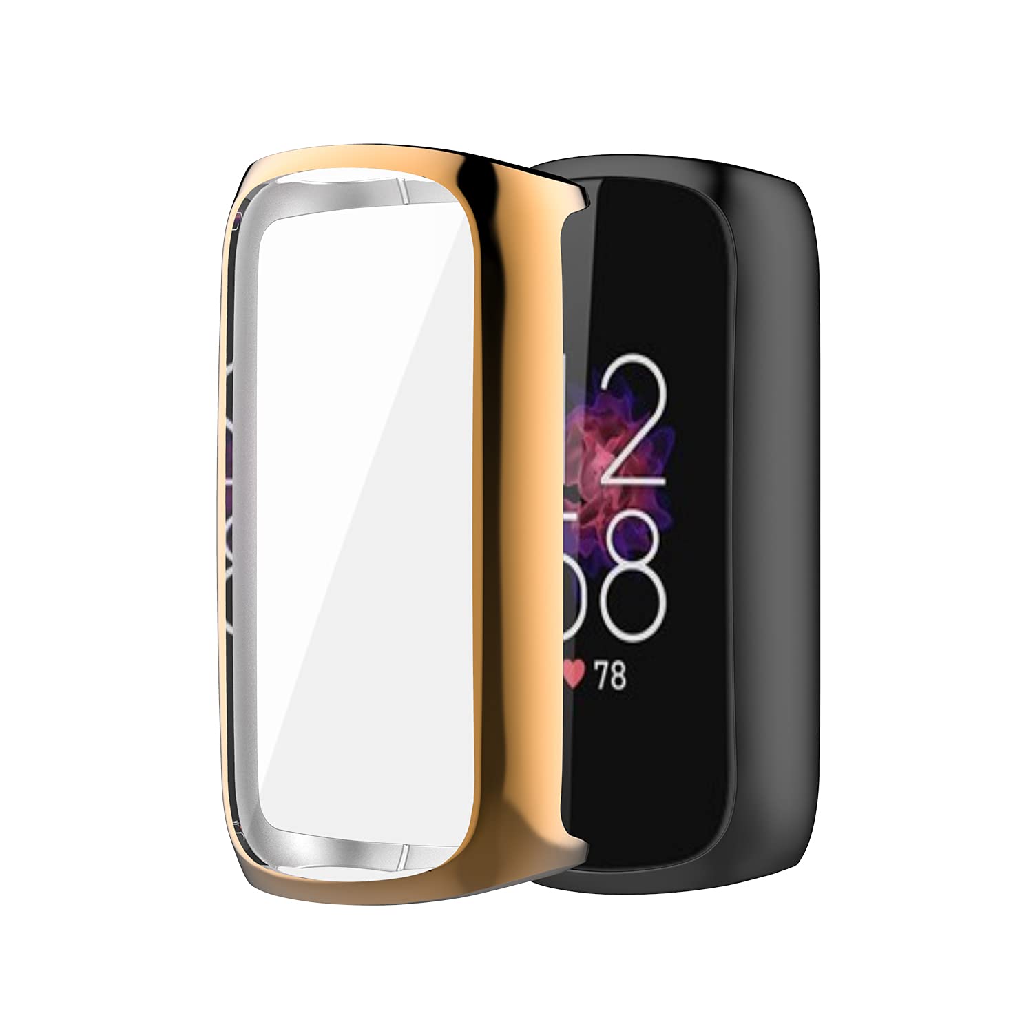 AISPORTS 2 Pack Compatible with Fitbit Luxe Case with Screen Protector, Ultra-Thin Soft TPU Silicone Bumper Case Full Coverage Protective Case Cover for Fitbit Luxe Activity Tracker Wellness Tracker