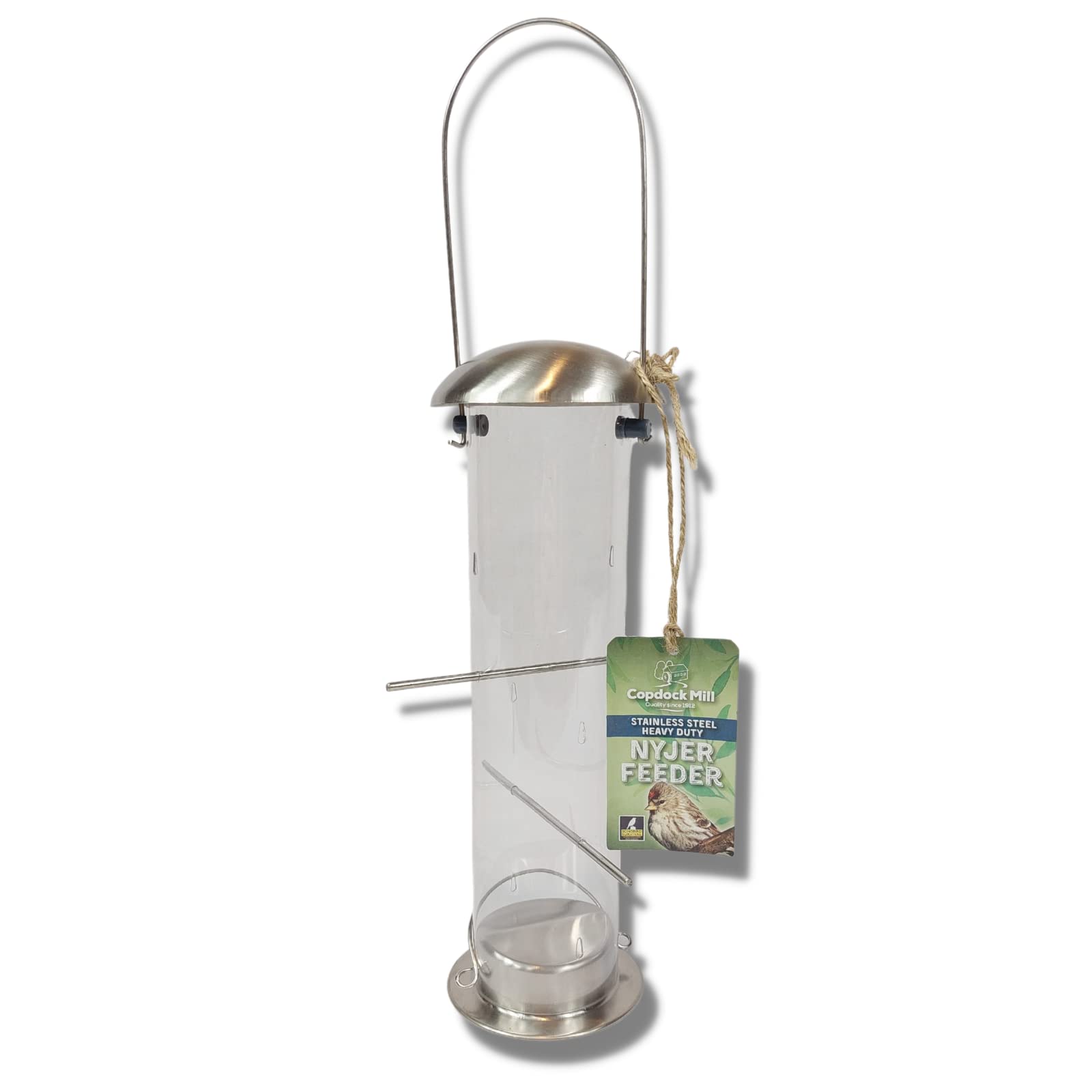 Copdock Mill Stainless Steel Heavy Duty Nyjer Feeder – Weather Resistant Hanging Small Bird Feeder Station – Feeders Suitable For Nyjer Seed Mix
